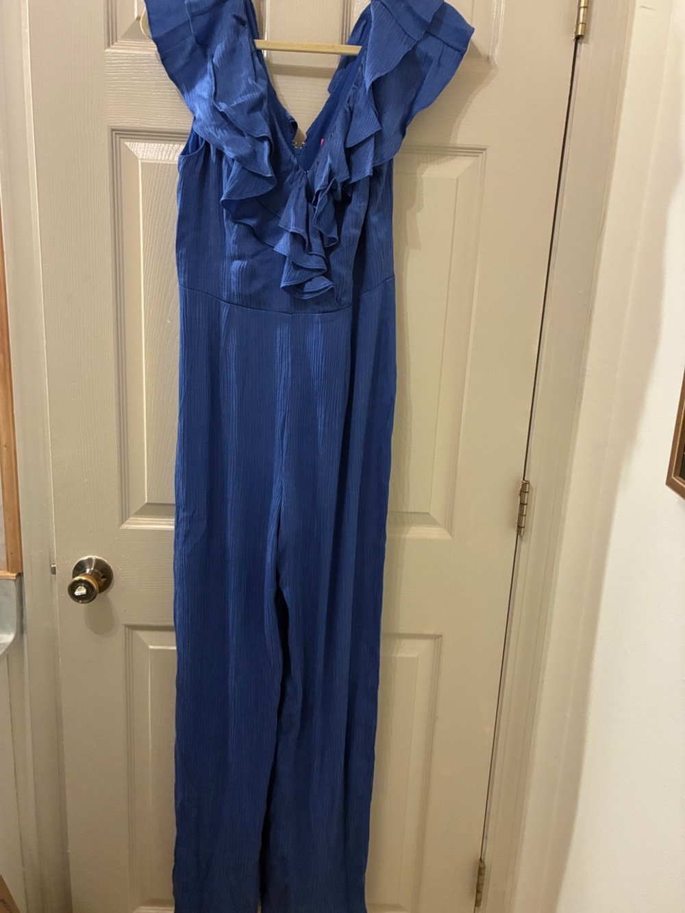 Lilly Pulitzer‎ Royal Blue Ruffle-Front V-Neck Jumpsuit